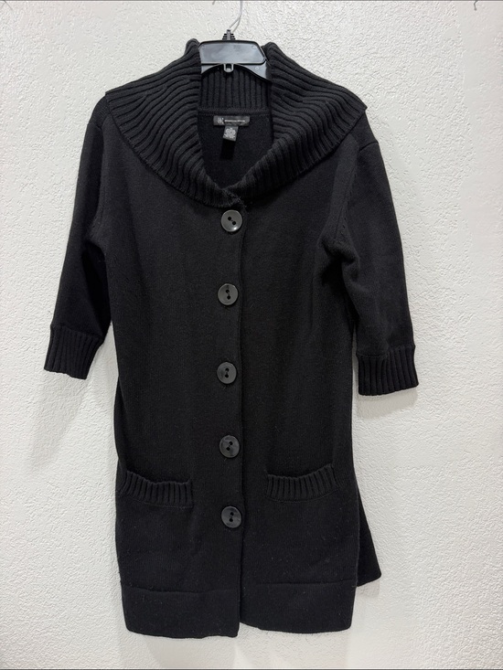 INC International Concepts Sweaters - Black Shawl Collar INC International Button-Front Women’s Angora/Silk Sweater Md